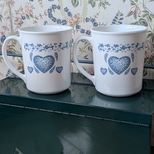 Corning Blue Heart Mugs